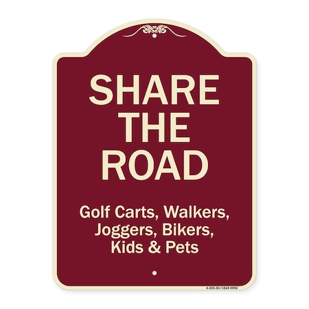 Signmission Designer Series Sign-Share The Road, Burgungy Heavy-Gauge Aluminum, 24" x 18", BU-1824-9892 A-DES-BU-1824-9892